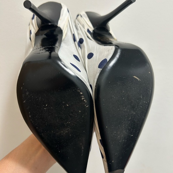 Balenciaga Knife Polka Dot Satin + Leather Pump Heels *BARELY WORN* - Picture 3 of 10